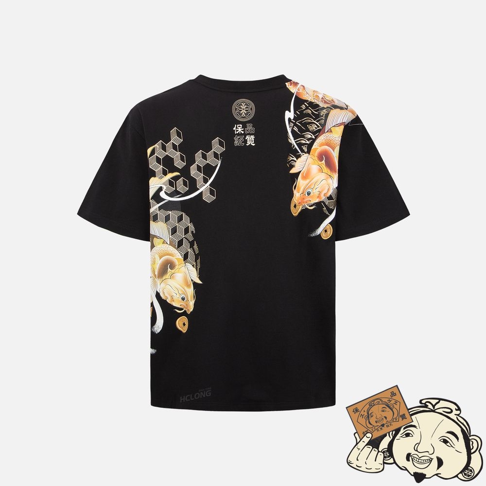 Men Evisu TATTOO KOI PRINT T-SHIRT Noir | 175OWFGYX