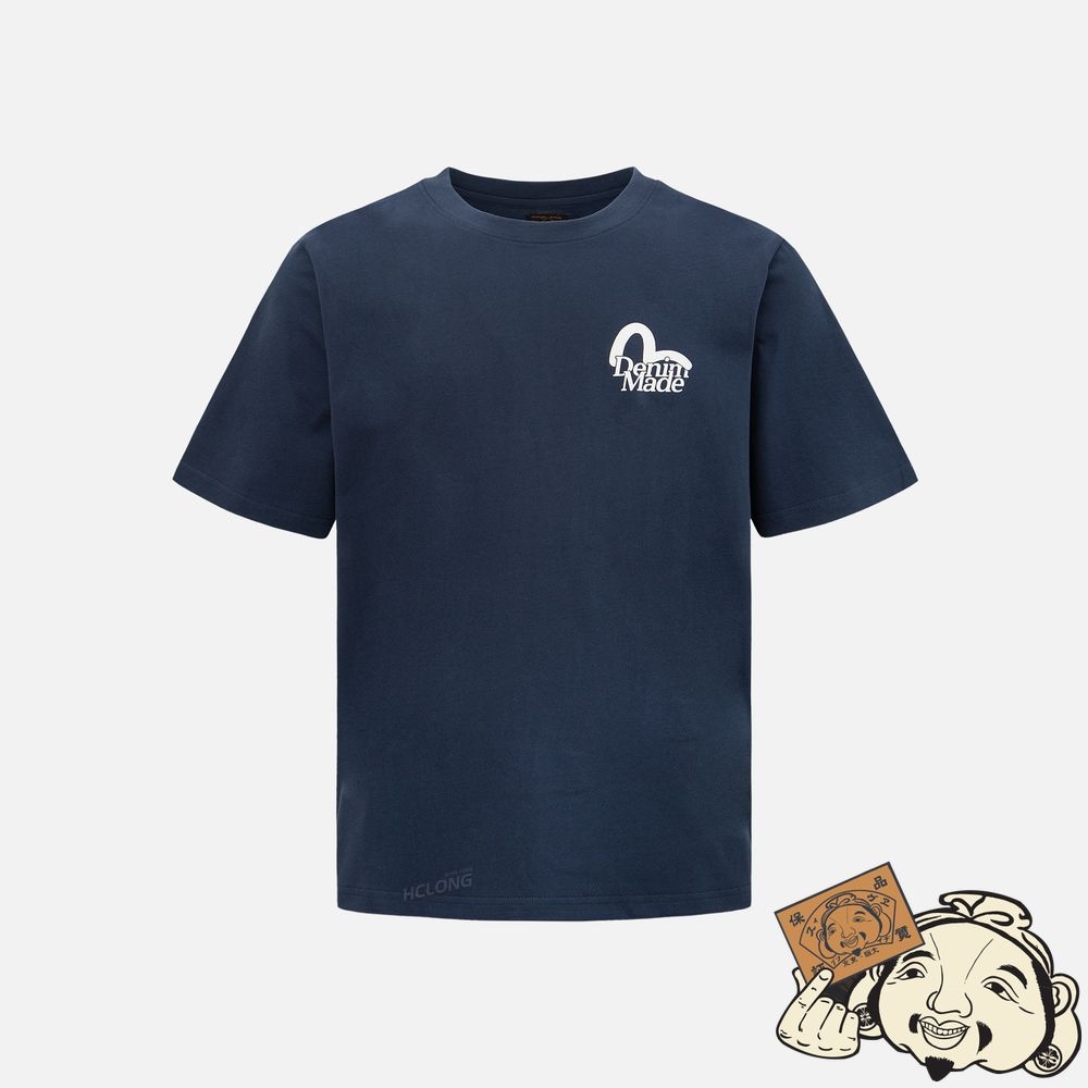 Men Evisu “EVISU MANIACS” SEAGULL PRINT T-SHIRT Bleu Marine | 691BGWIFN