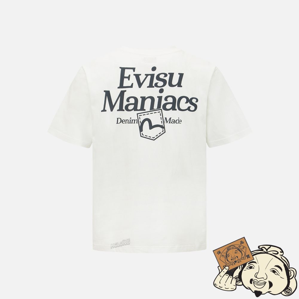 Men Evisu “EVISU MANIACS” SEAGULL PRINT T-SHIRT Blanche | 842BURFAW