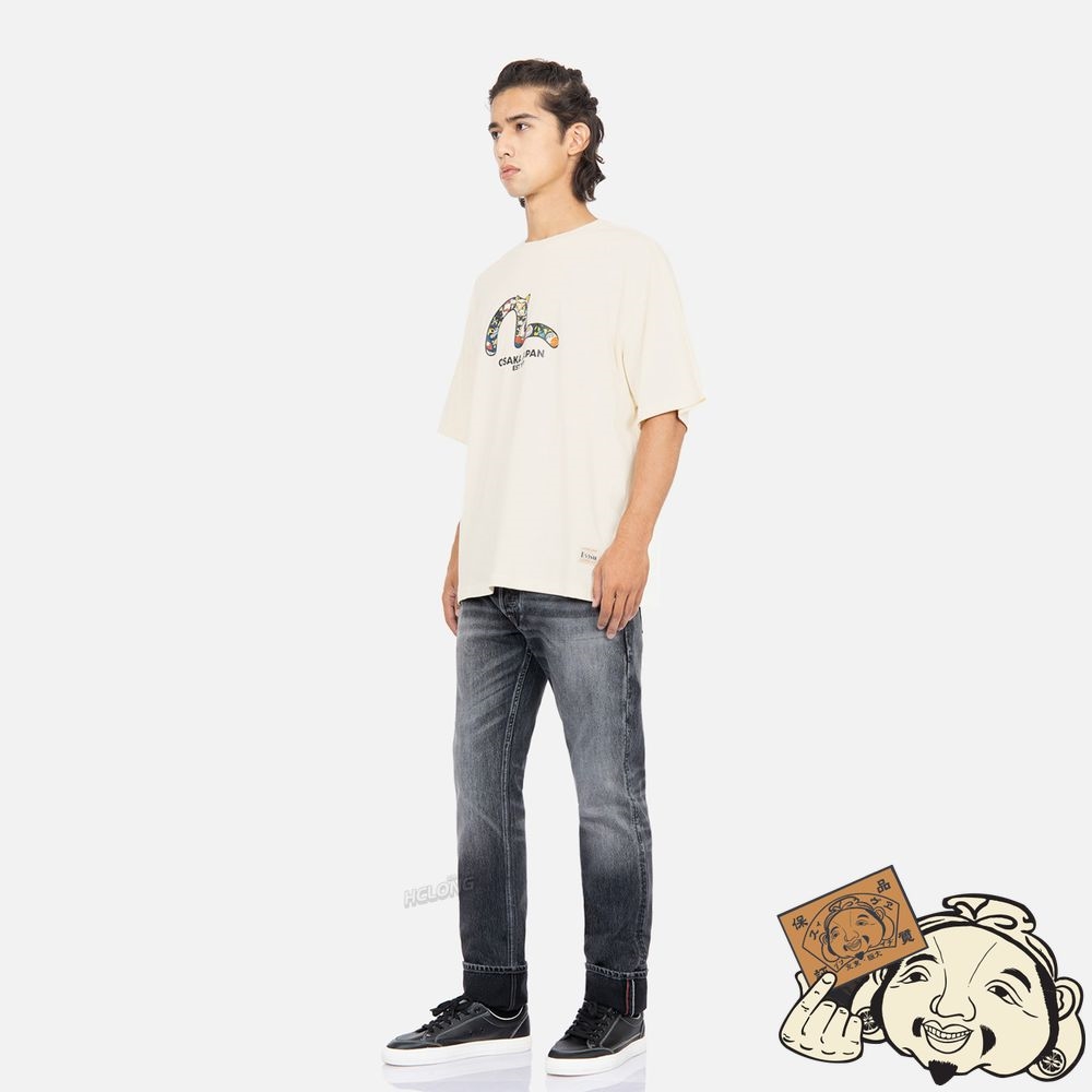 Men Evisu “FORTUNE CAT HIDE-AND-SEEK” SEAGULL PRINT T-SHIRT Beige | 815XVTRGW