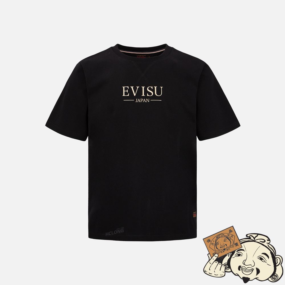 Men Evisu “THE GOD OF FORTUNE RIDING WAVES” PRINT T-SHIRT Noir | 159EVOCXB