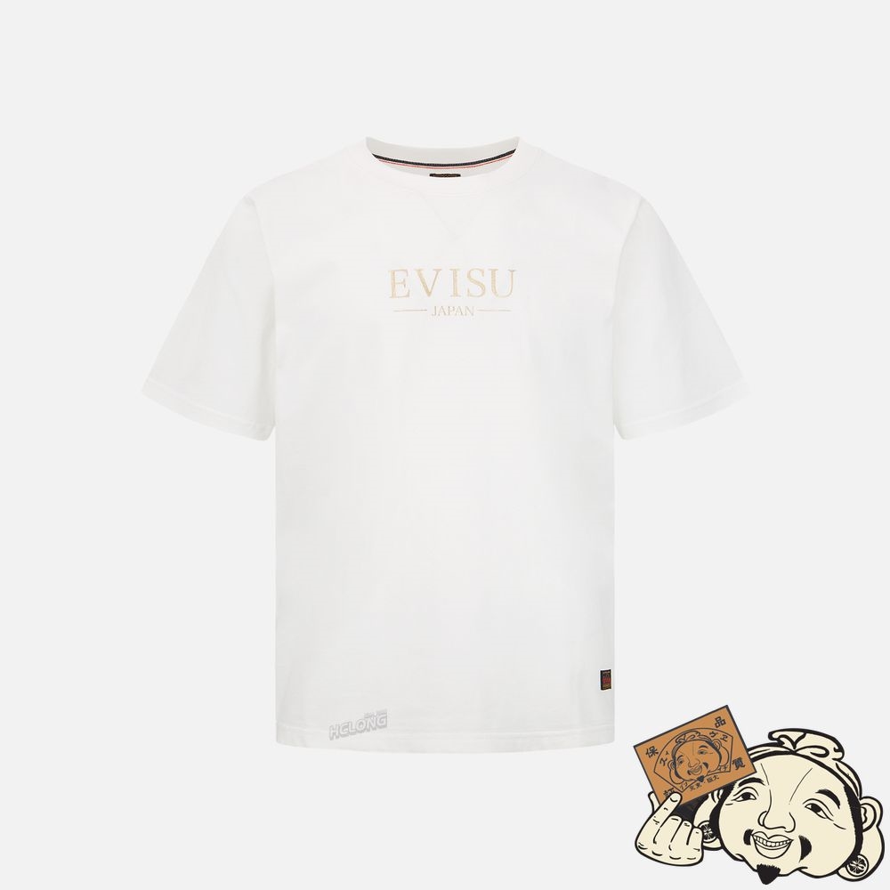 Men Evisu “THE GOD OF FORTUNE RIDING WAVES” PRINT T-SHIRT Blanche | 586ZWOBNV