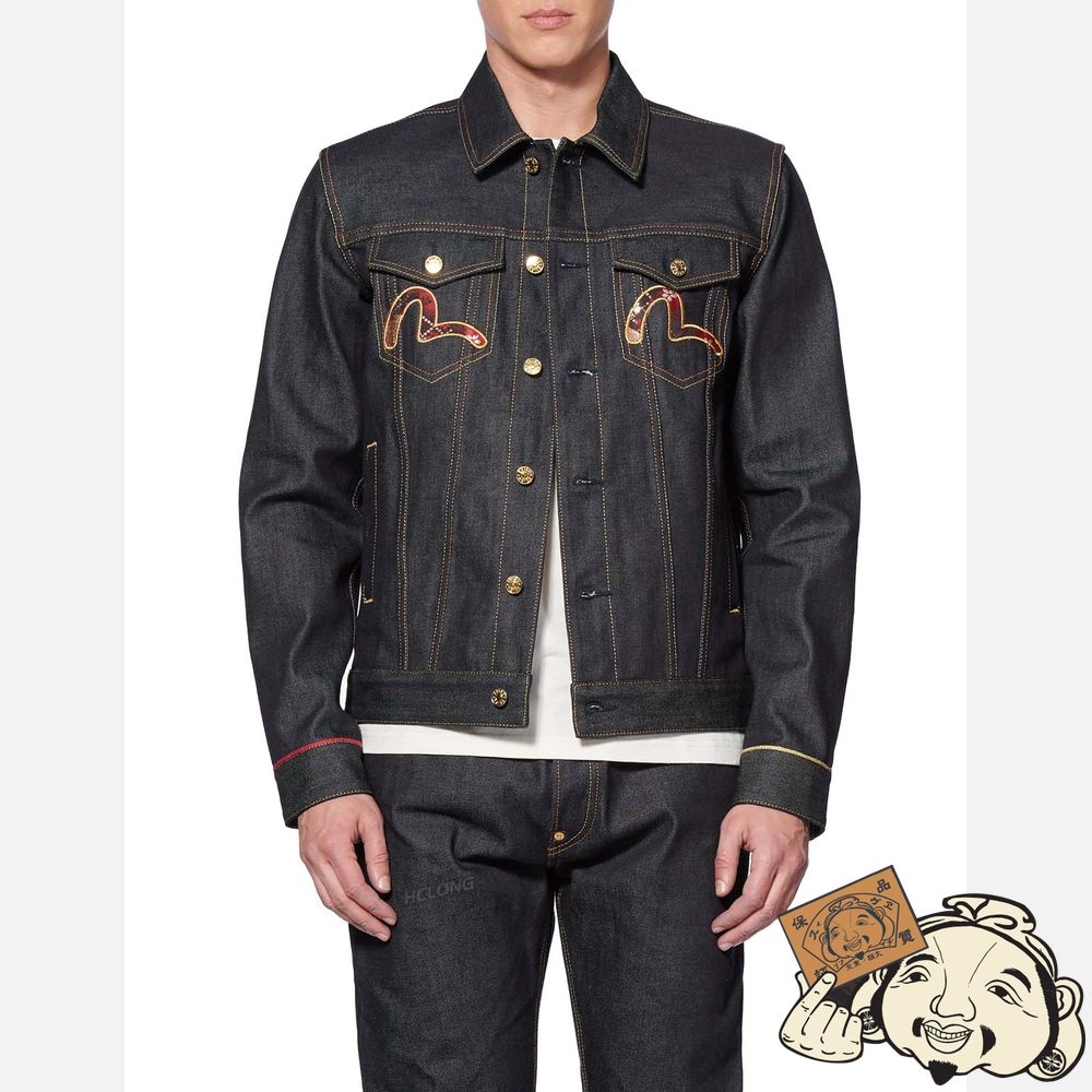 Men Evisu “YEAR OF THE RAT” SELVEDGE DENIM JACKET Indigo | 287NQAMRP