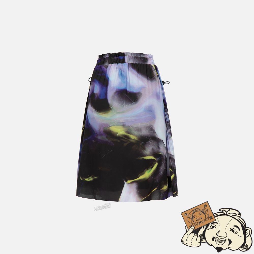 Women Evisu ABSTRACT PRINT PLEATED FRONT SKIRT Noir | 641CTNMWB