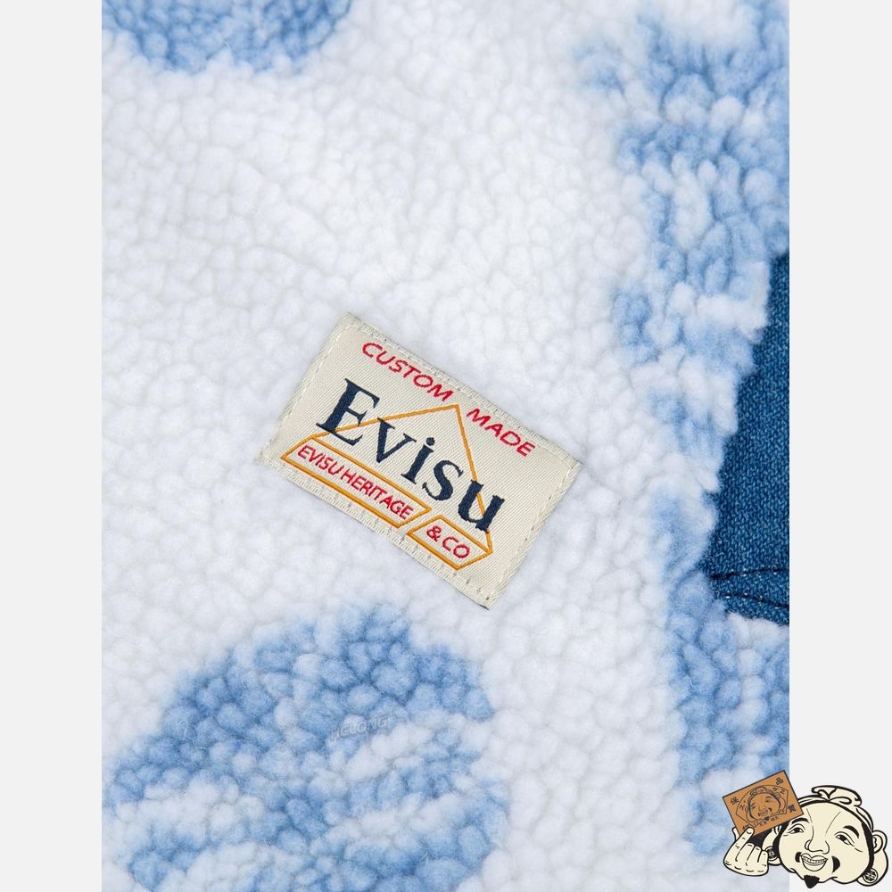 Women Evisu ALLOVER LOGO AND KAMON JACQUARD SHERPA PADDED JACKET Blanche | 837RZQSAG