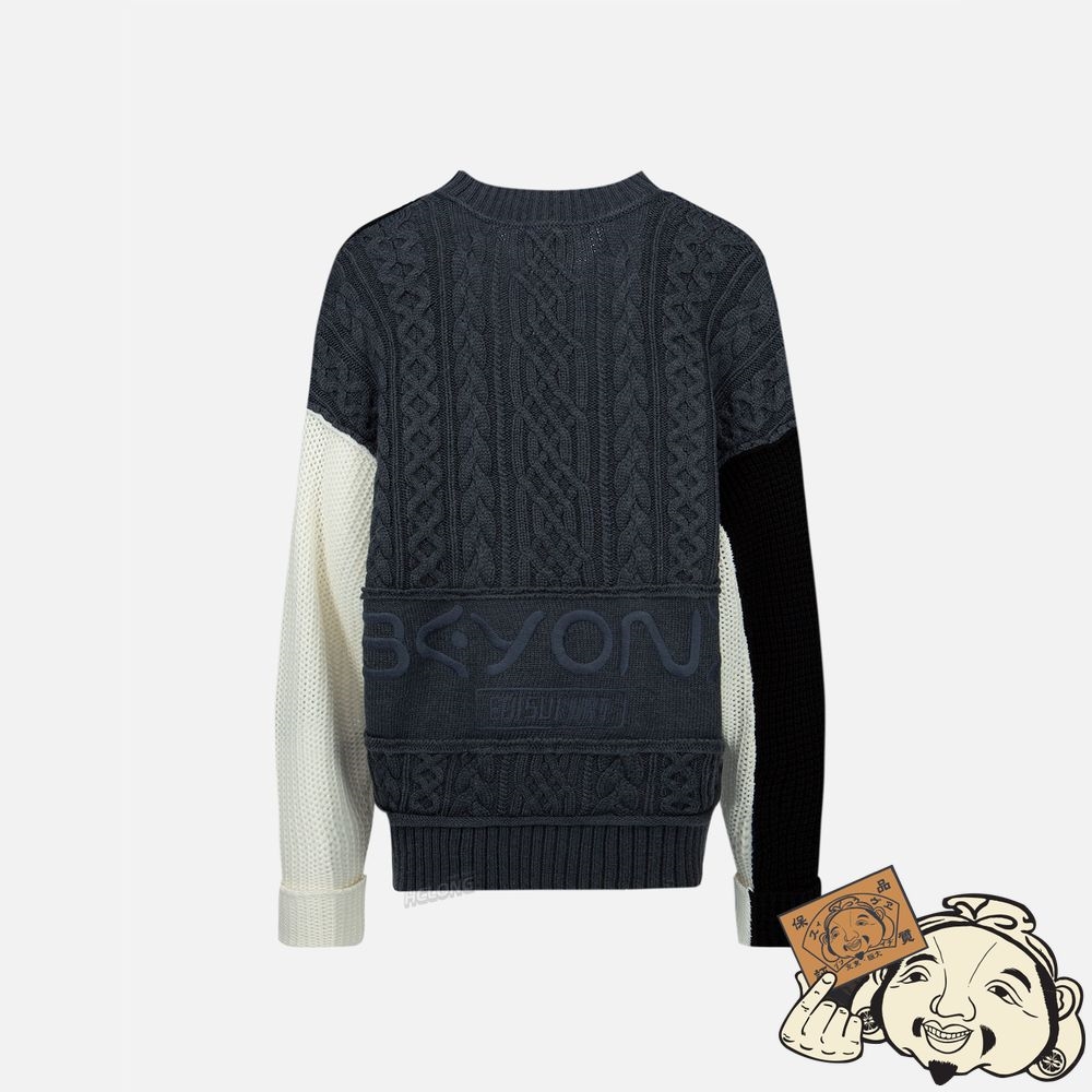 Women Evisu ASYMMETRIC COLORBLOCK SWEATER CHARCOAL | 752JAEHYI