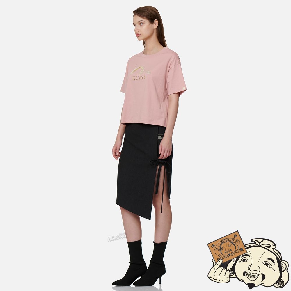 Women Evisu ASYMMETRIC WRAP SKIRT CHARCOAL | 576QNEWUI