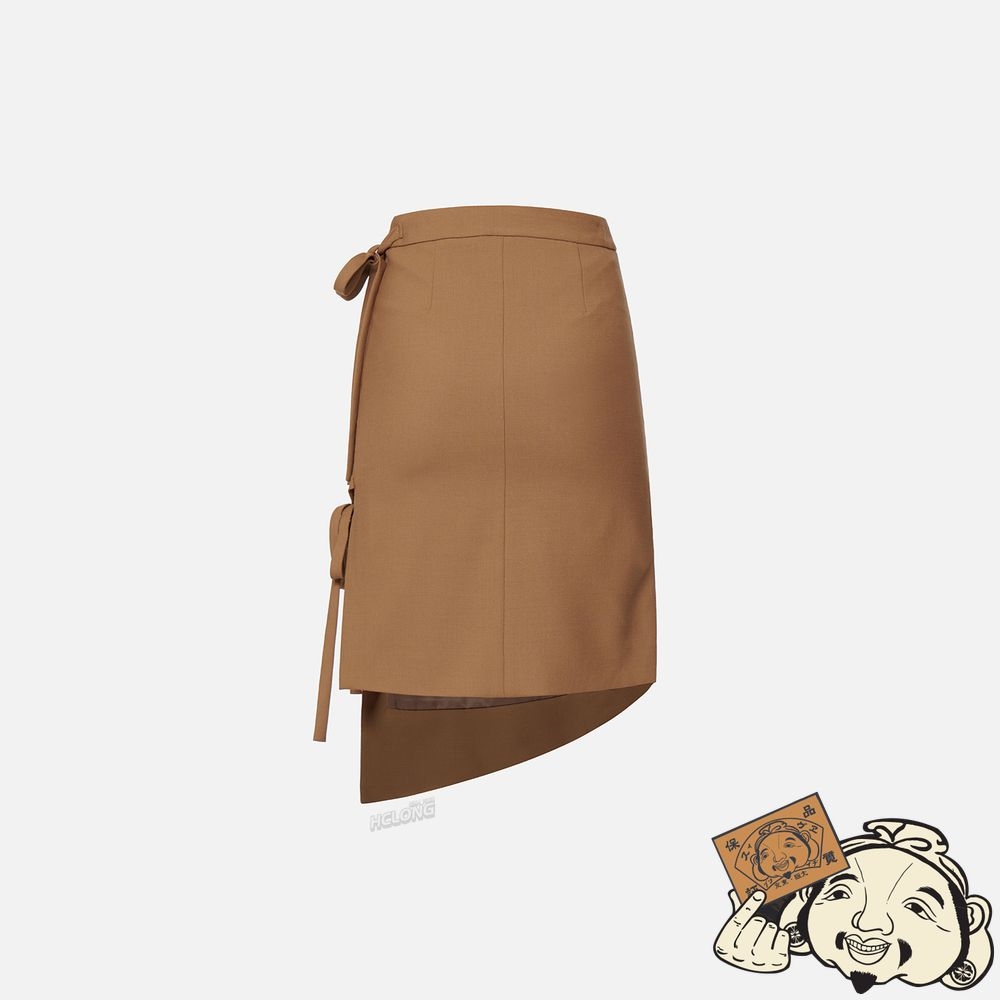 Women Evisu ASYMMETRIC WRAP SKIRT Marron | 345OHFJKQ