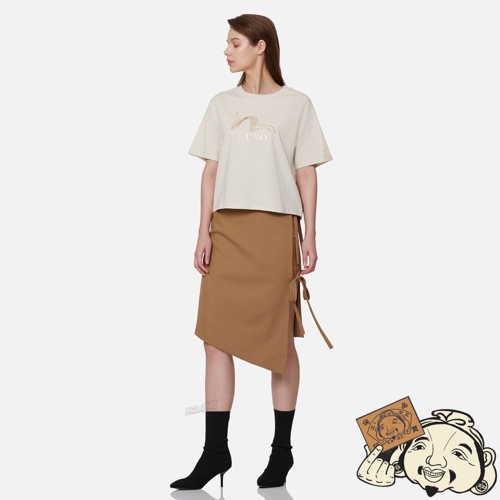 Women Evisu ASYMMETRIC WRAP SKIRT Marron | 345OHFJKQ