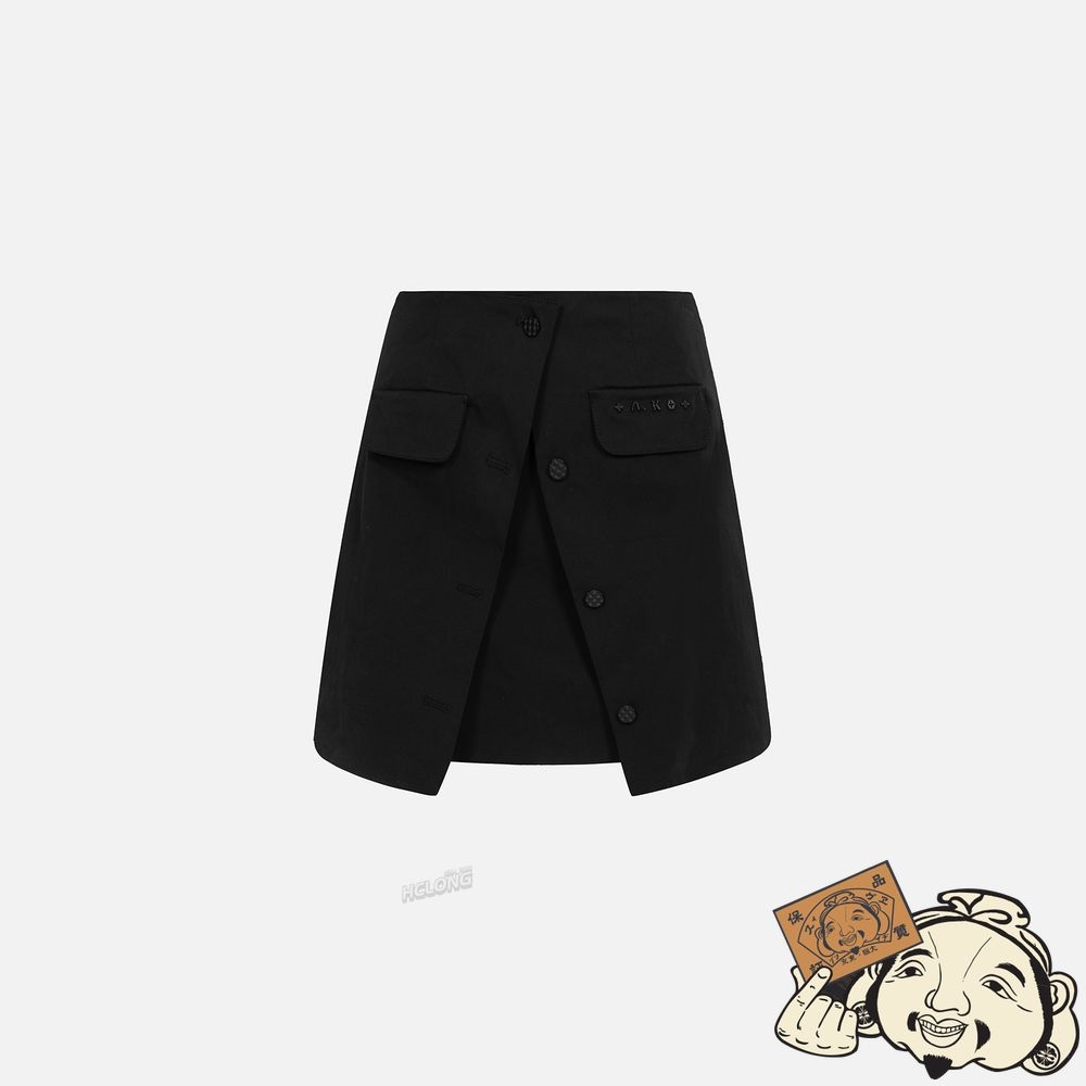 Women Evisu A-LINE WRAP MINI SKIRT Noir | 476DNFWPK