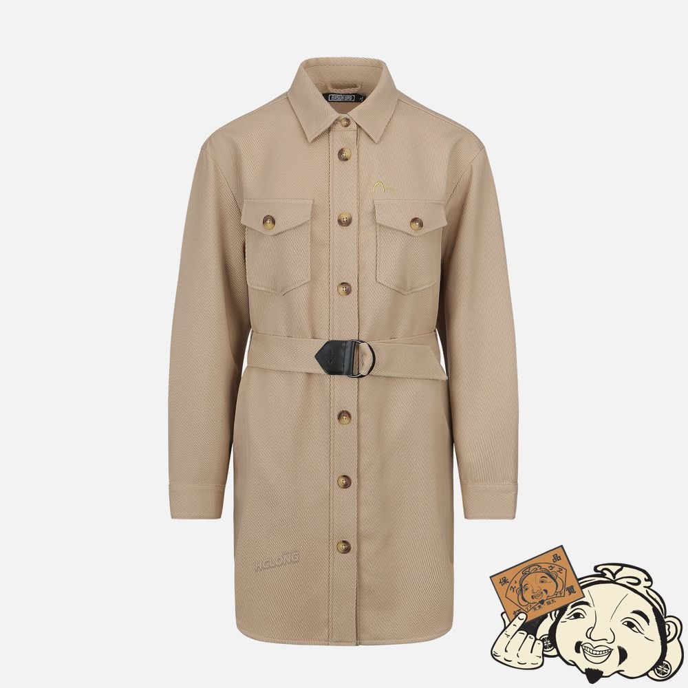 Women Evisu BELTED SHIRT DRESS Kaki | 497UBJHRZ