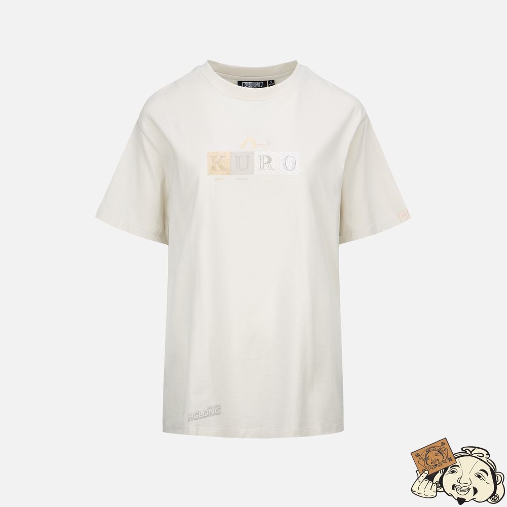 Women Evisu BOX LOGO PRINT BOYFRIEND T-SHIRT Beige | 405UQRAVC