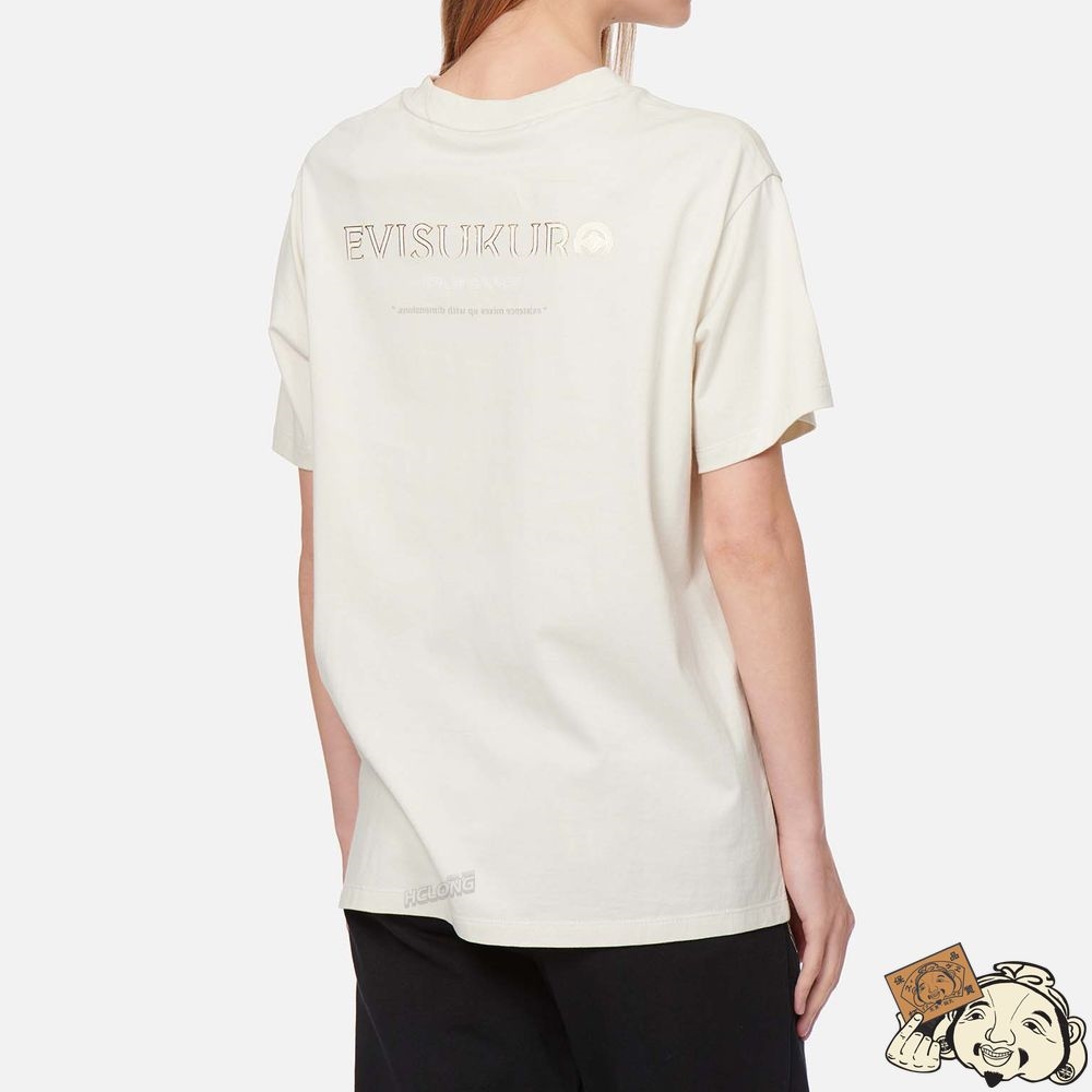 Women Evisu BOX LOGO PRINT BOYFRIEND T-SHIRT Beige | 405UQRAVC