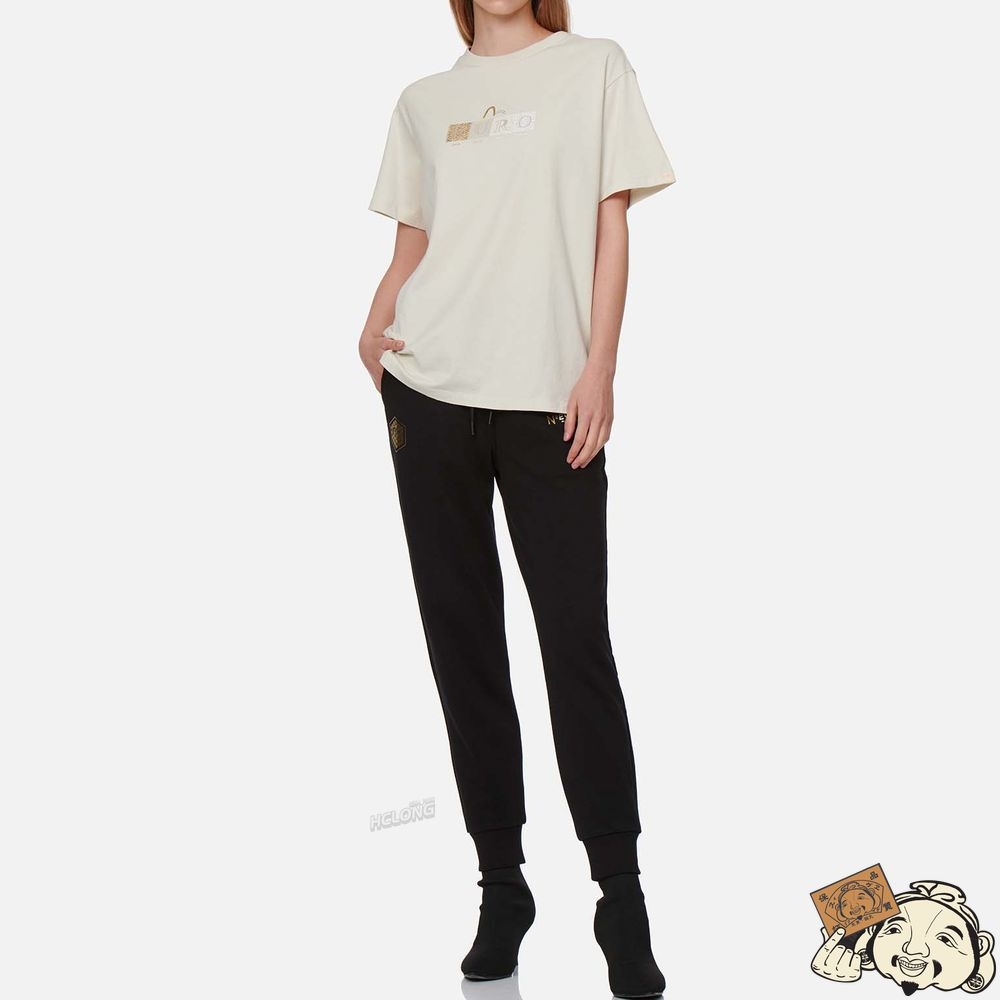 Women Evisu BOX LOGO PRINT BOYFRIEND T-SHIRT Beige | 405UQRAVC