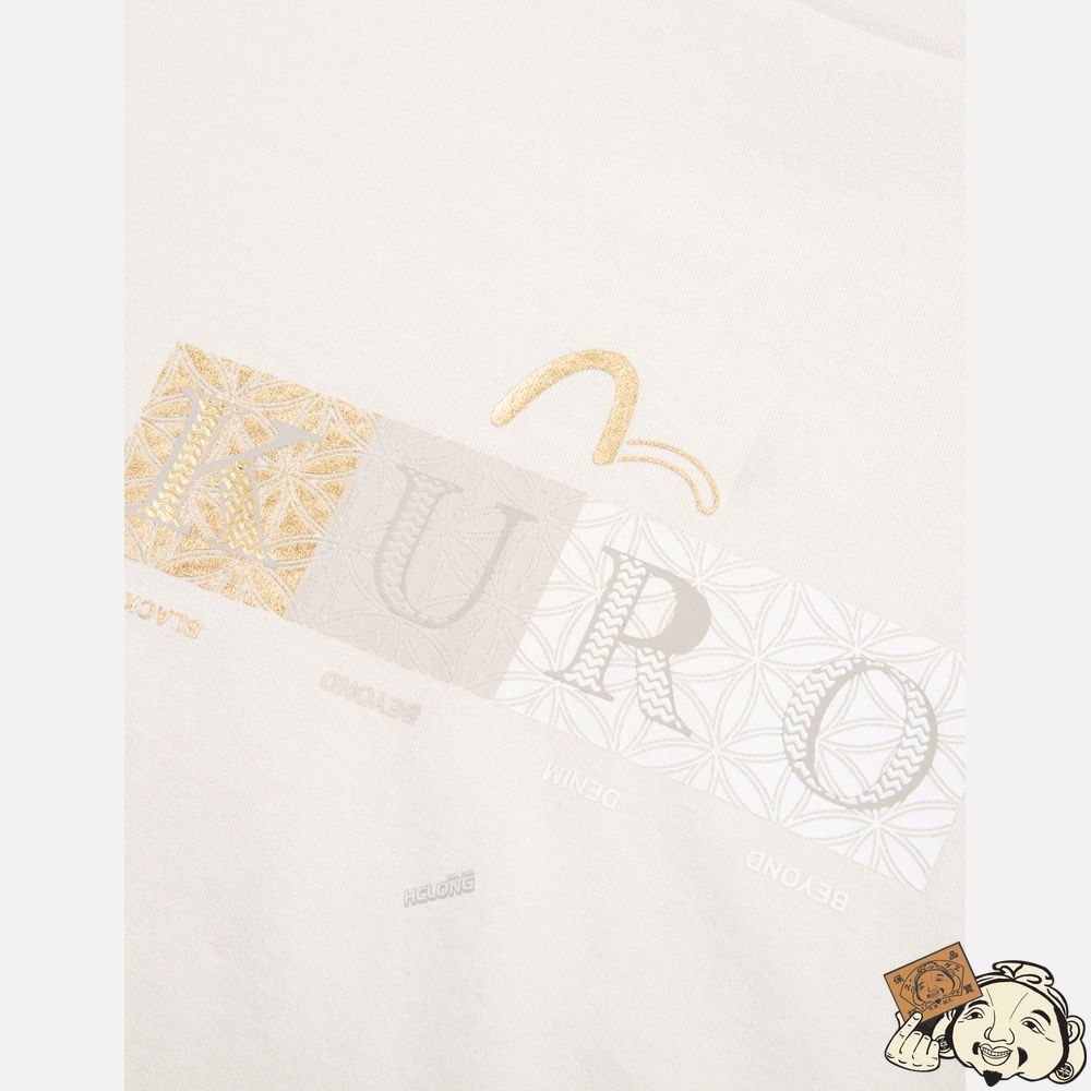 Women Evisu BOX LOGO PRINT BOYFRIEND T-SHIRT Beige | 405UQRAVC