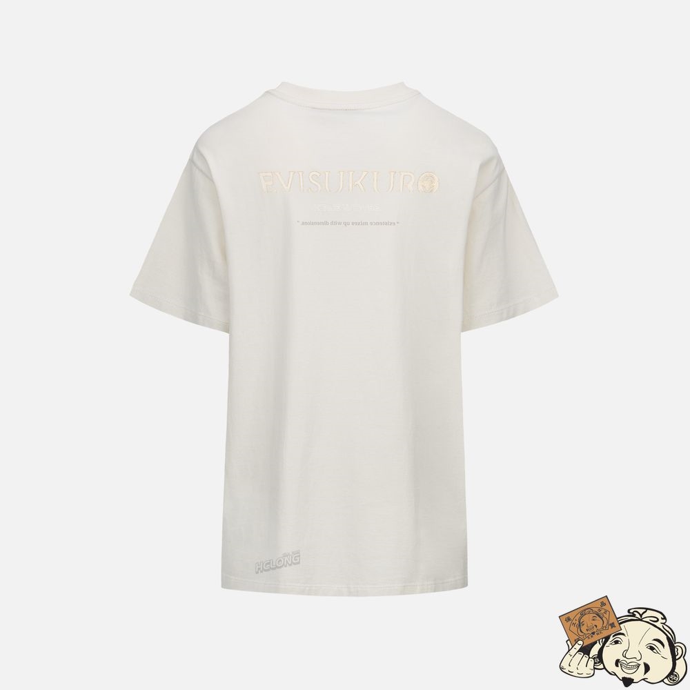 Women Evisu BOX LOGO PRINT BOYFRIEND T-SHIRT Beige | 405UQRAVC