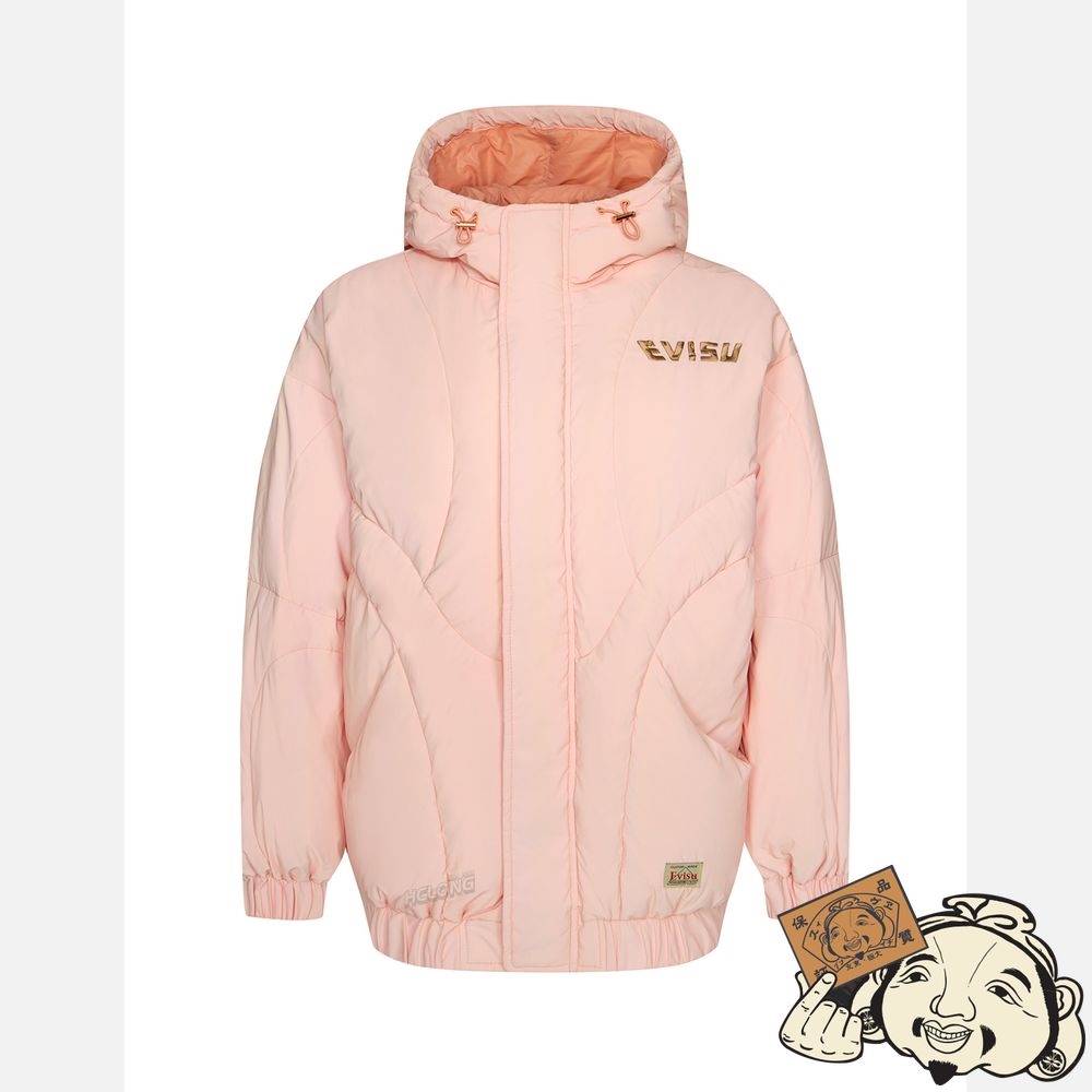 Women Evisu CAMOUFLAGE LOGO EMBROIDERY DOWN JACKET Rose | 031XTDNJW