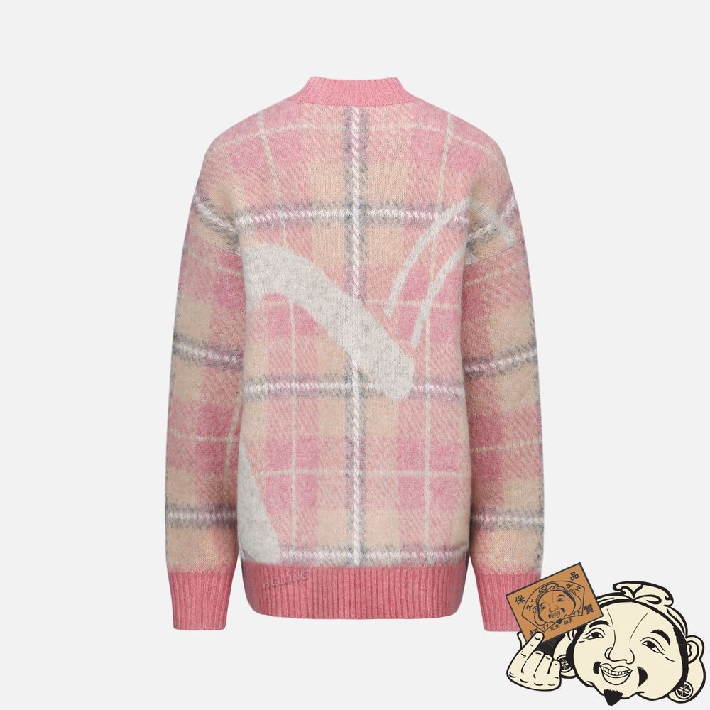 Women Evisu CHECKED KNITTED SWEATER Rose | 796KVAPGJ