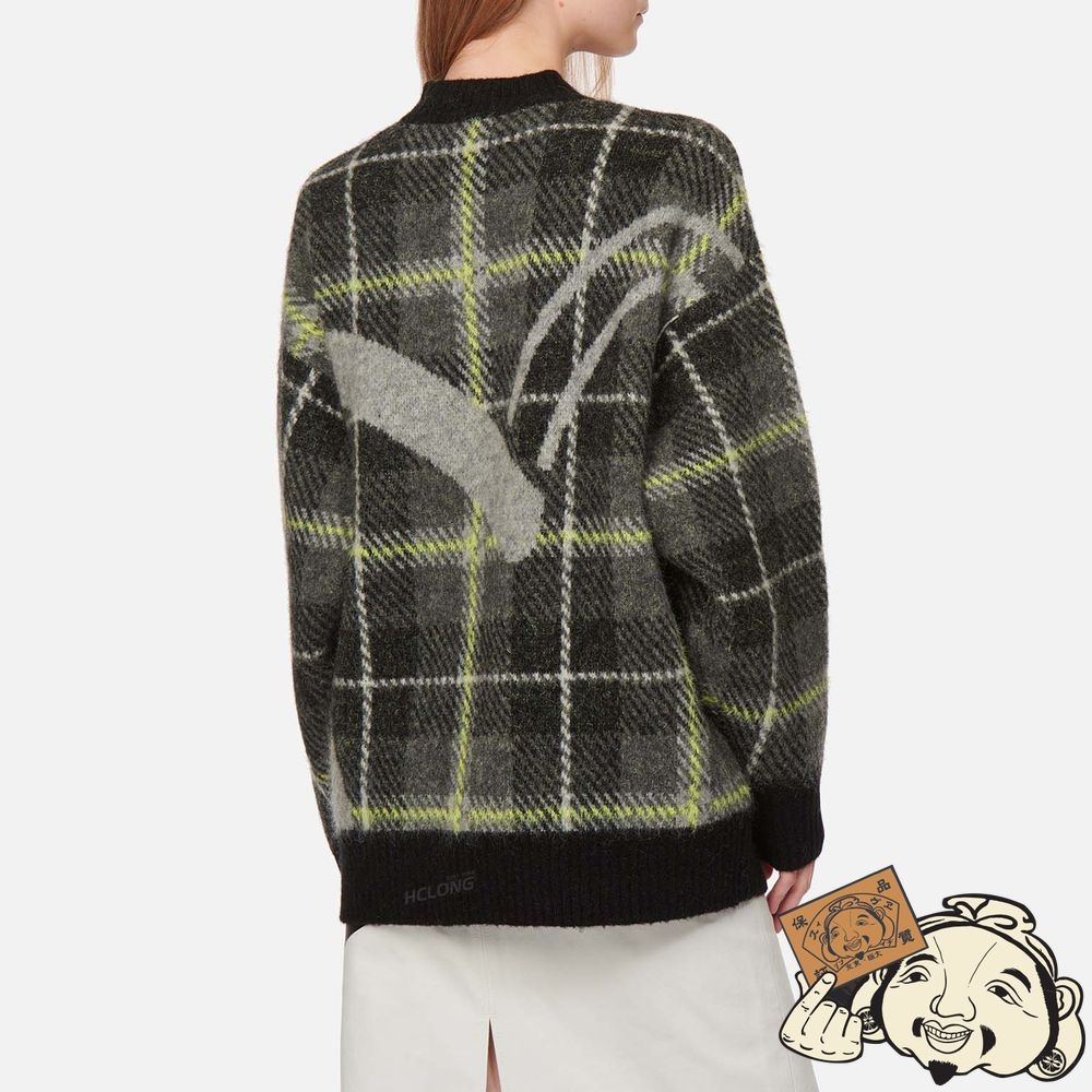 Women Evisu CHECKED KNITTED SWEATER Vert | 183WKZUGR