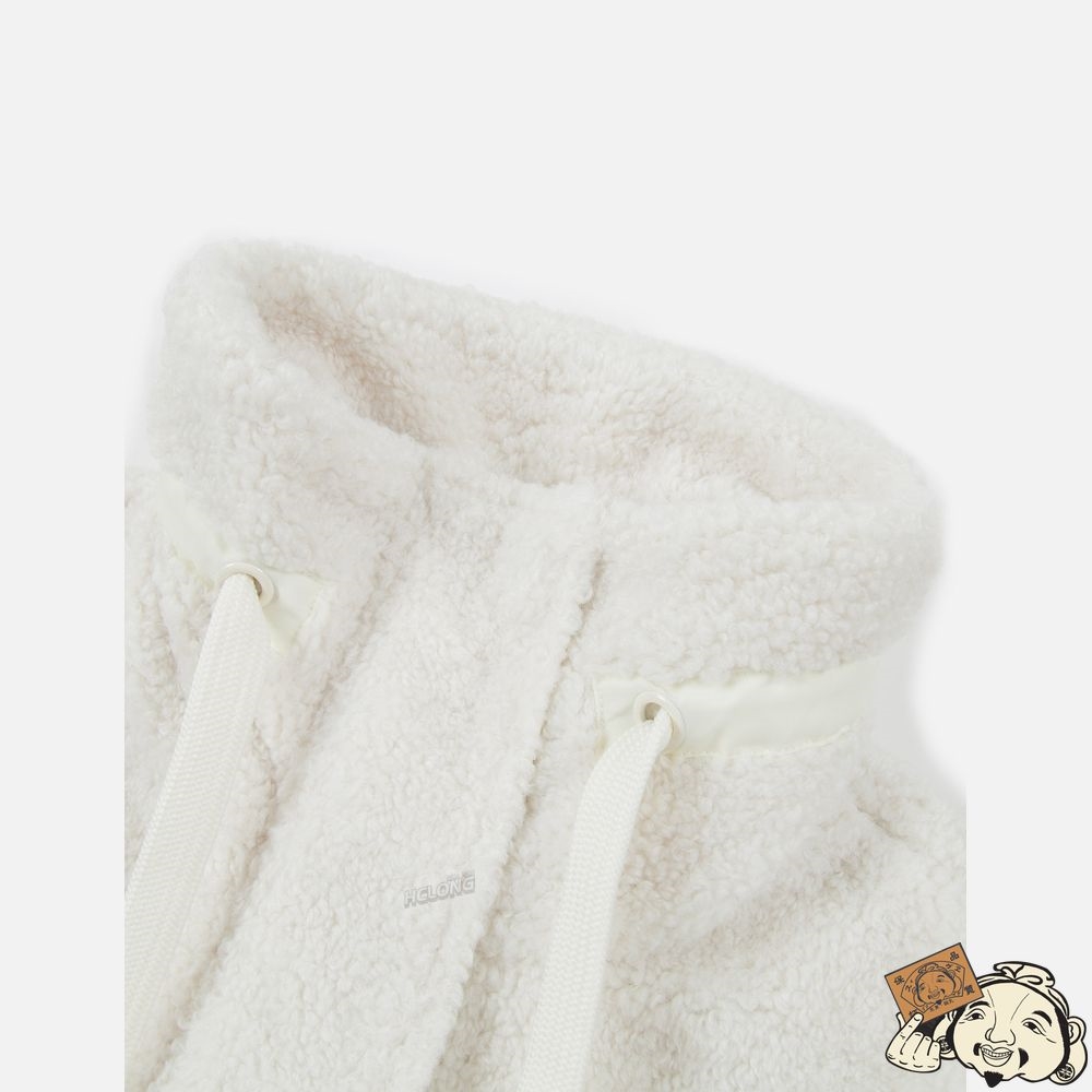 Women Evisu CORDUROY BLOCKED ZIP-UP SHERPA COAT Blanche | 590MOYEBG