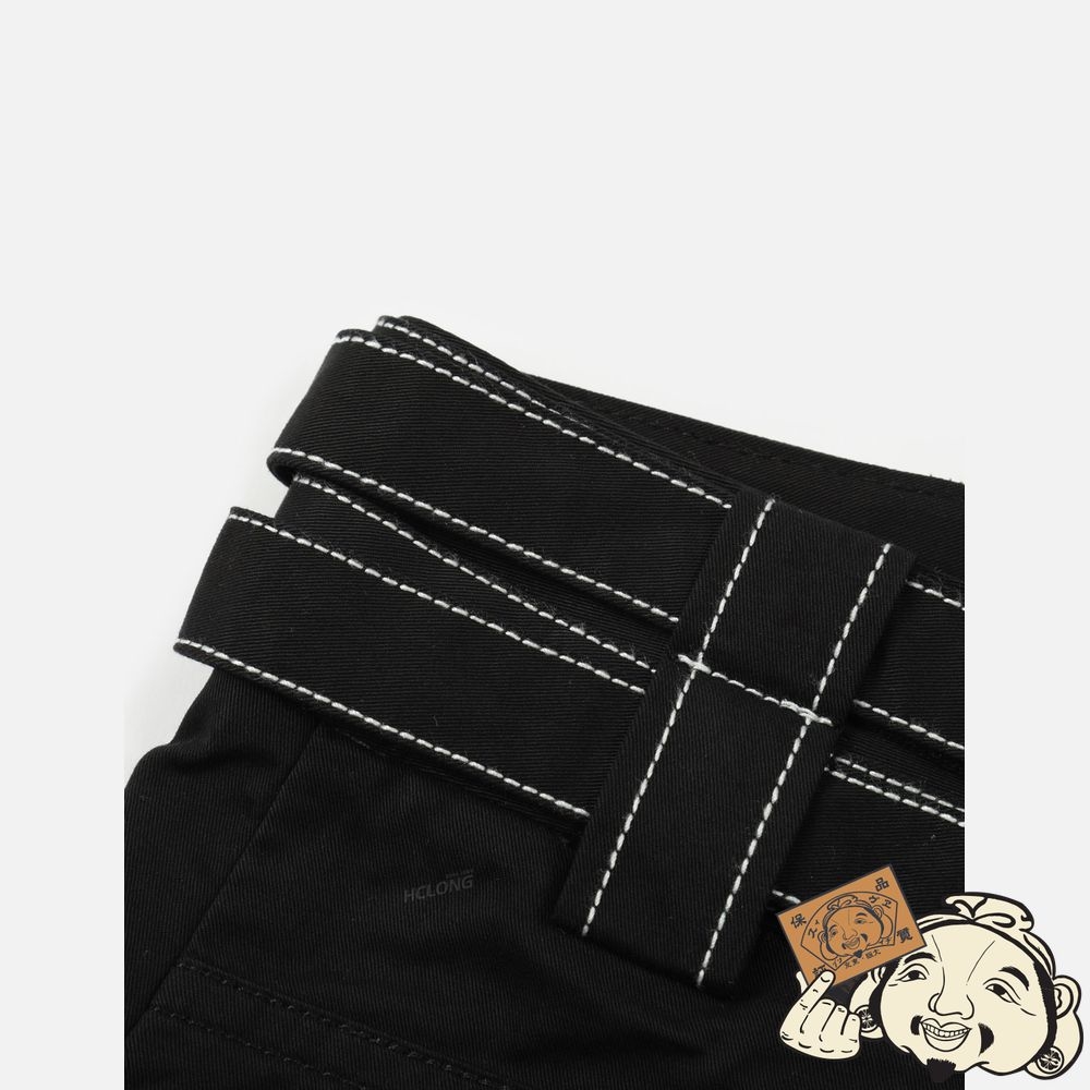 Women Evisu DOUBLE BELT HIGH-WAIST CULOTTES Noir | 769WZJKSB