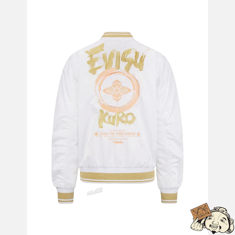 Women Evisu DUO IRIDESCENT EMBROIDERY MA-1 BOMBER JACKET Blanche | 892NBJSQP