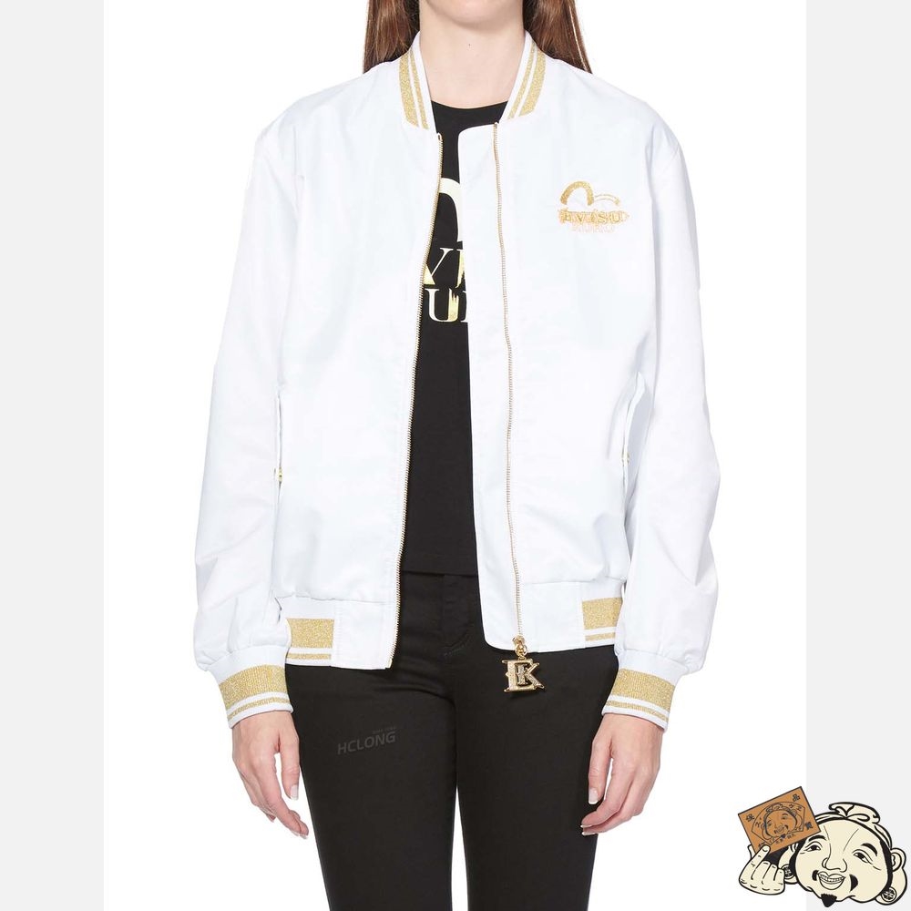 Women Evisu DUO IRIDESCENT EMBROIDERY MA-1 BOMBER JACKET Blanche | 892NBJSQP