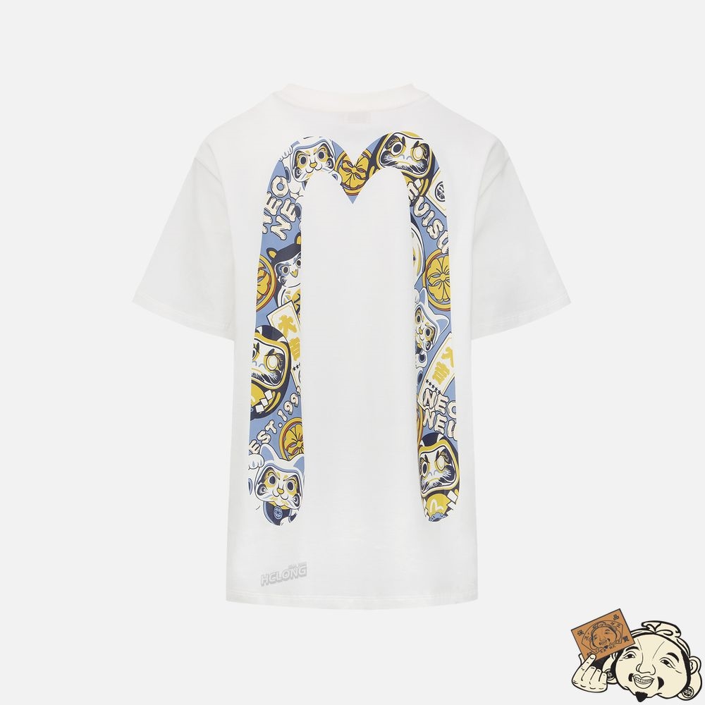 Women Evisu EVISU SQUAD DAICOCK PRINT T-SHIRT Blanche | 905SZJKTE