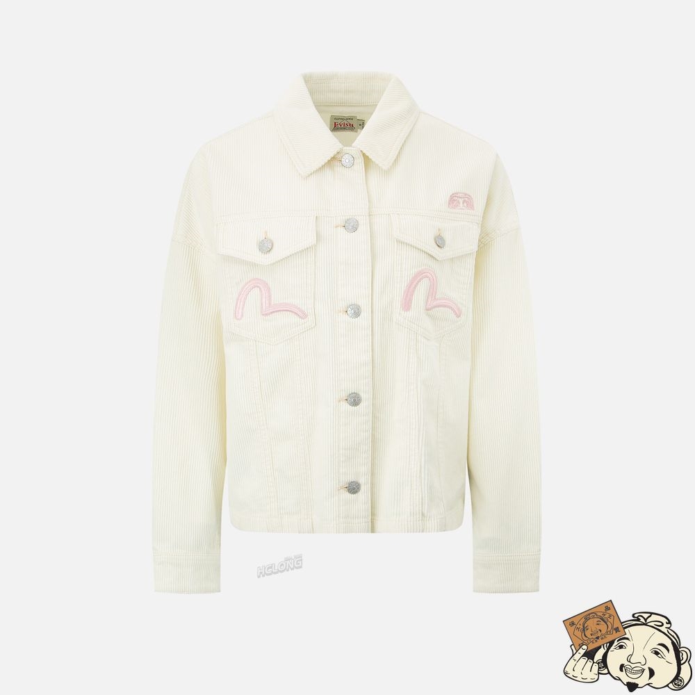 Women Evisu EVISU SQUAD EMBROIDERY CORDUROY JACKET Blanche | 134DGMXBA