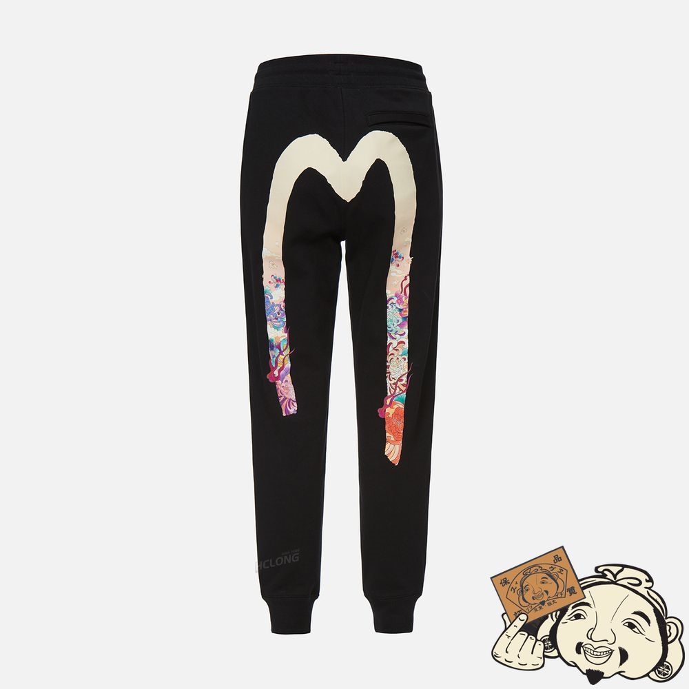 Women Evisu FLORAL DÉCOR DAICOCK PRINT SWEATPANTS Noir | 547CMFXJR