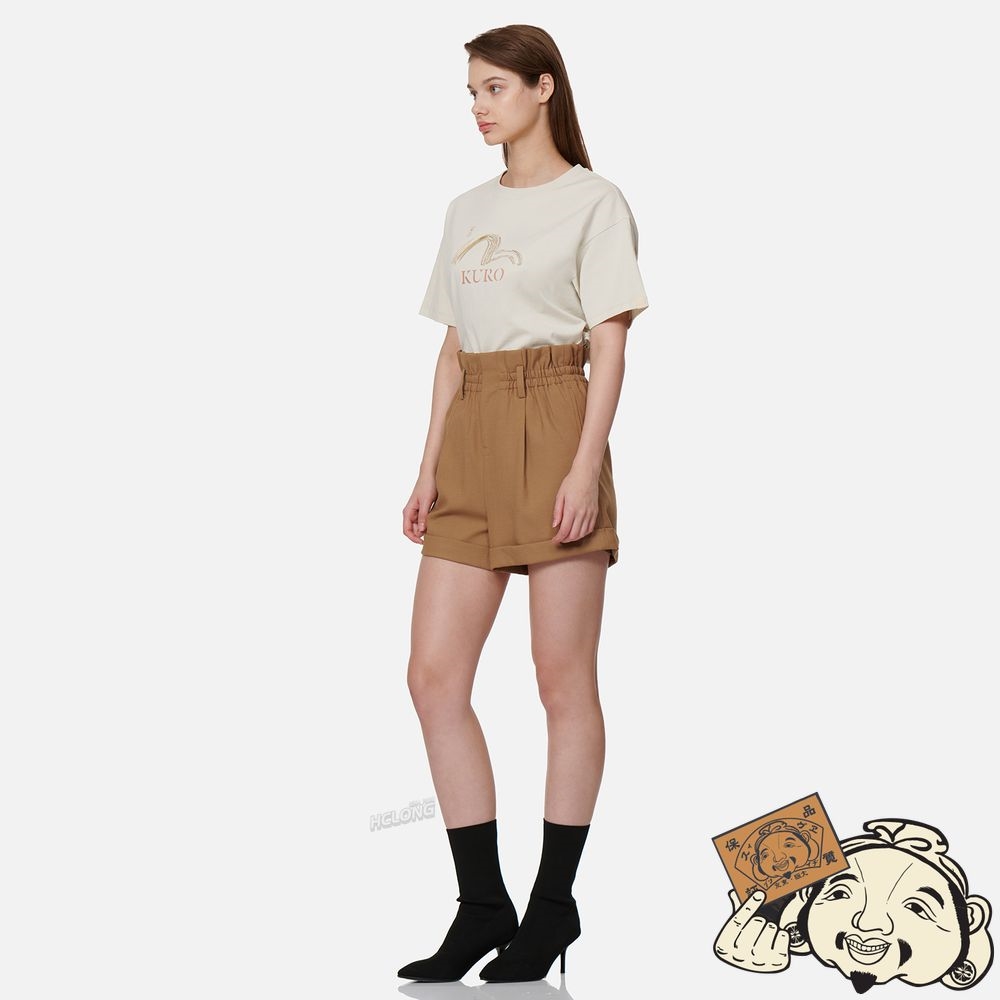 Women Evisu FRONT PLEAT PAPER BAG SHORTS Marron | 385HFVDEU