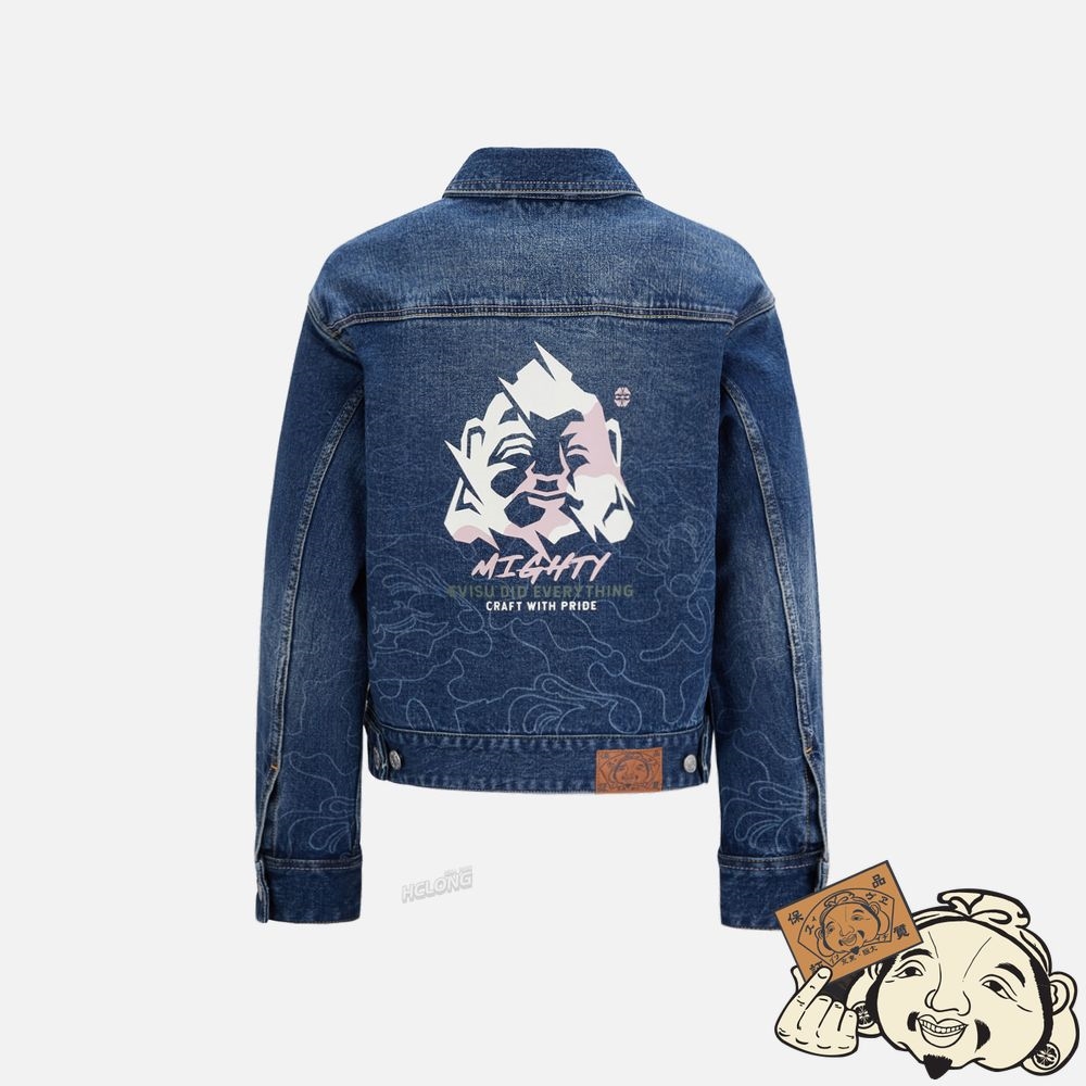 Women Evisu GRADATED LASER-PRINT DENIM JACKET Indigo | 306NVGSDP