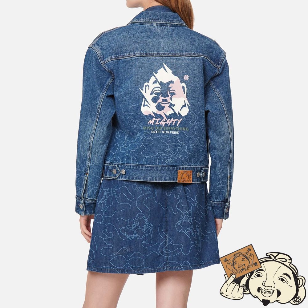 Women Evisu GRADATED LASER-PRINT DENIM JACKET Indigo | 306NVGSDP