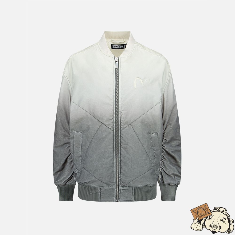 Women Evisu GRADIENT OVERSIZED PADDED BOMBER JACKET Grise | 216JORNXF