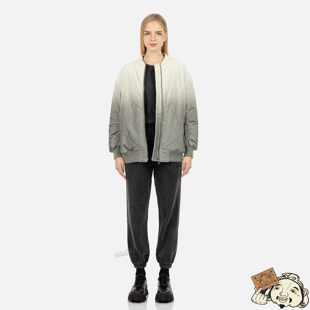 Women Evisu GRADIENT OVERSIZED PADDED BOMBER JACKET Grise | 216JORNXF