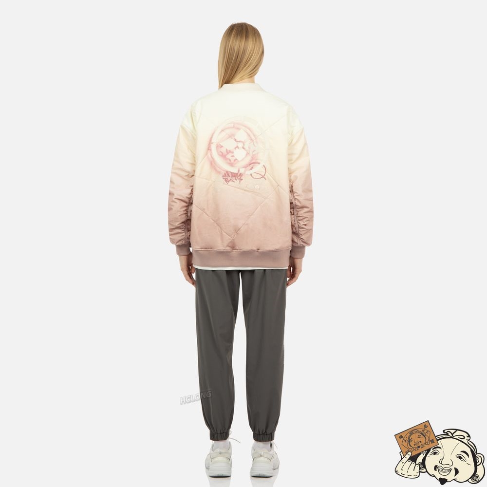 Women Evisu GRADIENT OVERSIZED PADDED BOMBER JACKET Rose | 281XWJTZU