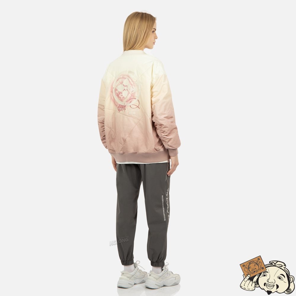 Women Evisu GRADIENT OVERSIZED PADDED BOMBER JACKET Rose | 281XWJTZU