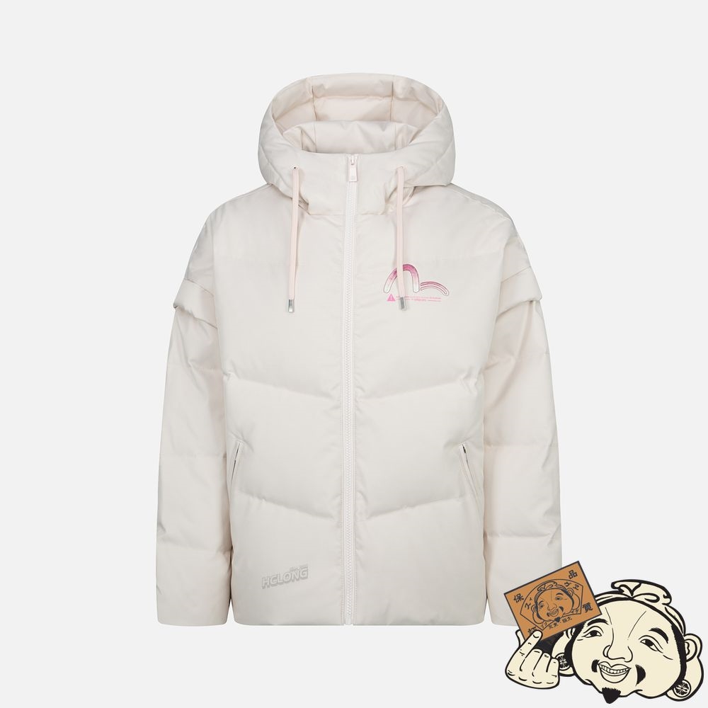 Women Evisu GRADIENT SEAGULL EMBROIDERY DOWN JACKET Rose | 673JWIRTG