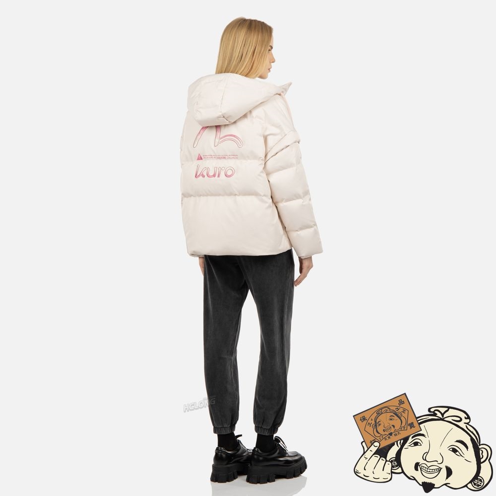 Women Evisu GRADIENT SEAGULL EMBROIDERY DOWN JACKET Rose | 673JWIRTG