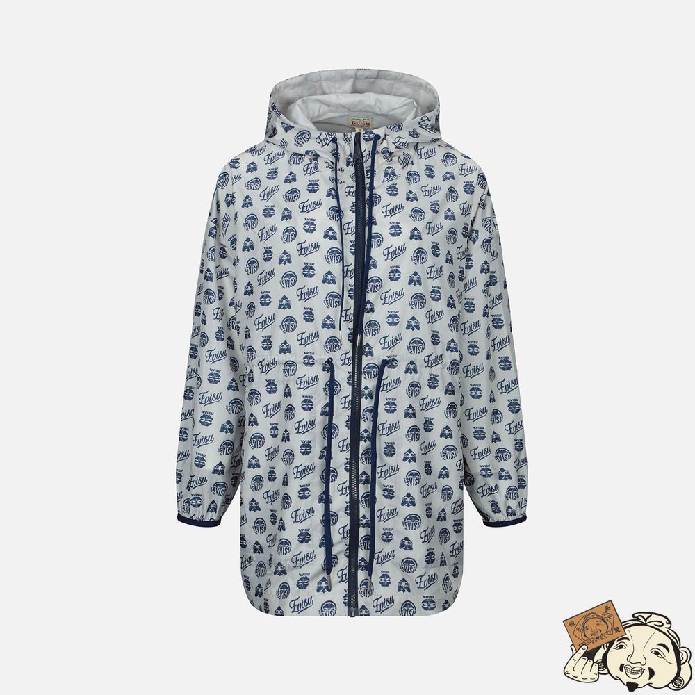 Women Evisu KAMON AND GODHEAD ALLOVER PRINT WINDBREAKER Grise | 178YPROEQ