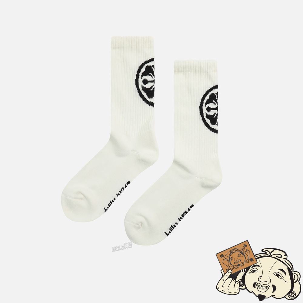 Women Evisu KAMON AND SLOGAN JACQUARD LONG SOCKS Blanche | 042DFZTXV