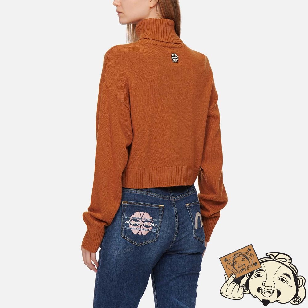 Women Evisu KAMON EMBROIDERY TURTLENECK KNITTED PULLOVER Marron | 207ZNPMUE