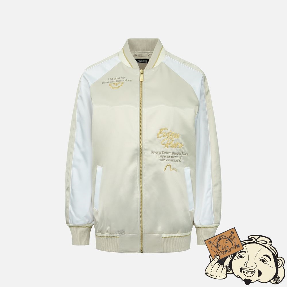 Women Evisu LOGO AND KAMON EMBROIDERY SOUVENIR JACKET Argent | 983BKNLVQ