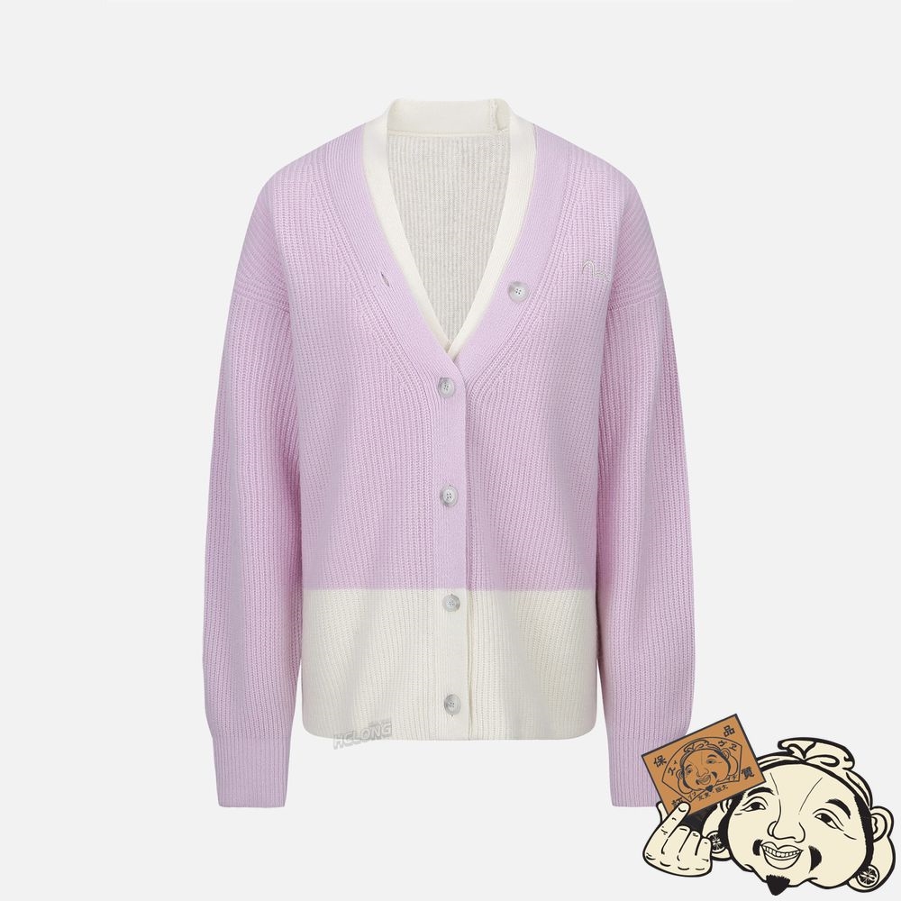 Women Evisu LOGO EMBROIDERED 2-IN-1 KNITTED CARDIGAN Violette | 015HOBVSJ