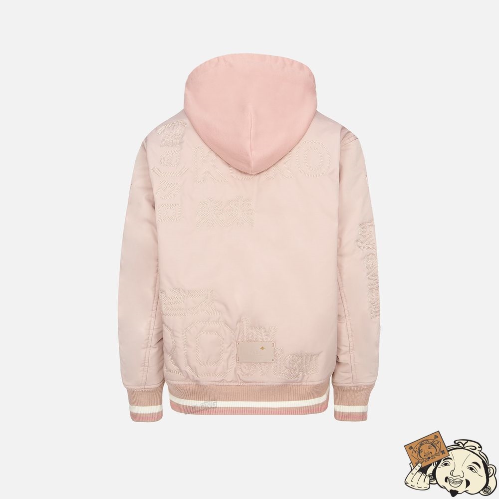 Women Evisu LOGO EMBROIDERY MOCK 2-IN-1 BOMBER JACKET Rose | 486XQFELG