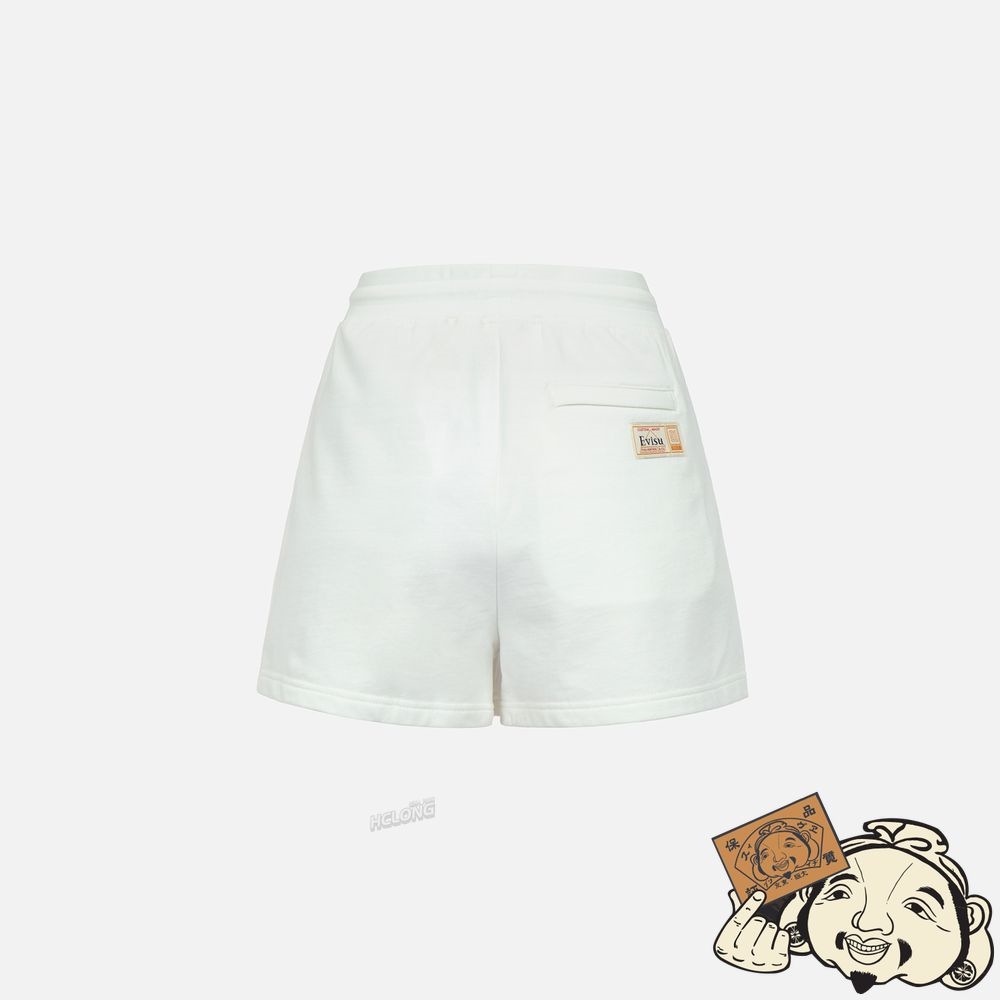 Women Evisu LOGO EMBROIDERY SWEAT SHORTS Blanche | 204NWAUOR