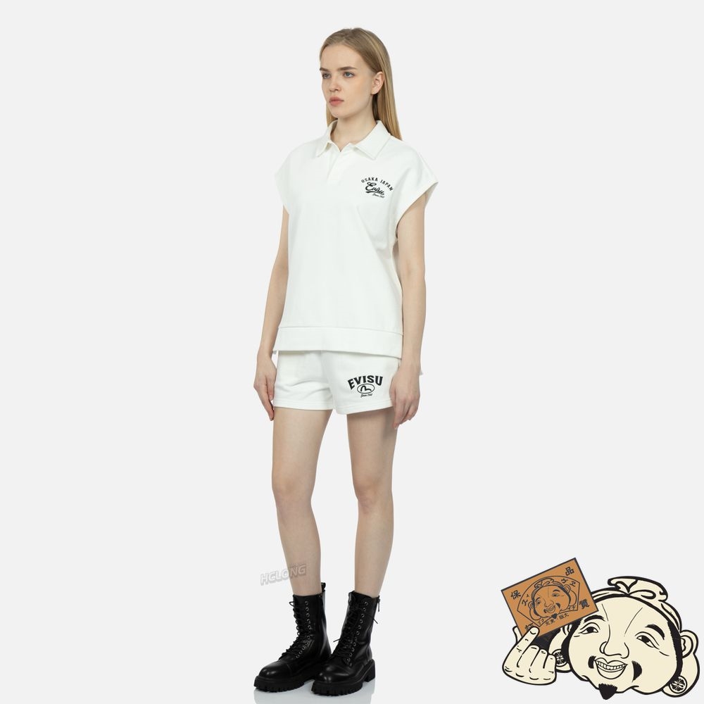 Women Evisu LOGO EMBROIDERY SWEAT SHORTS Blanche | 204NWAUOR