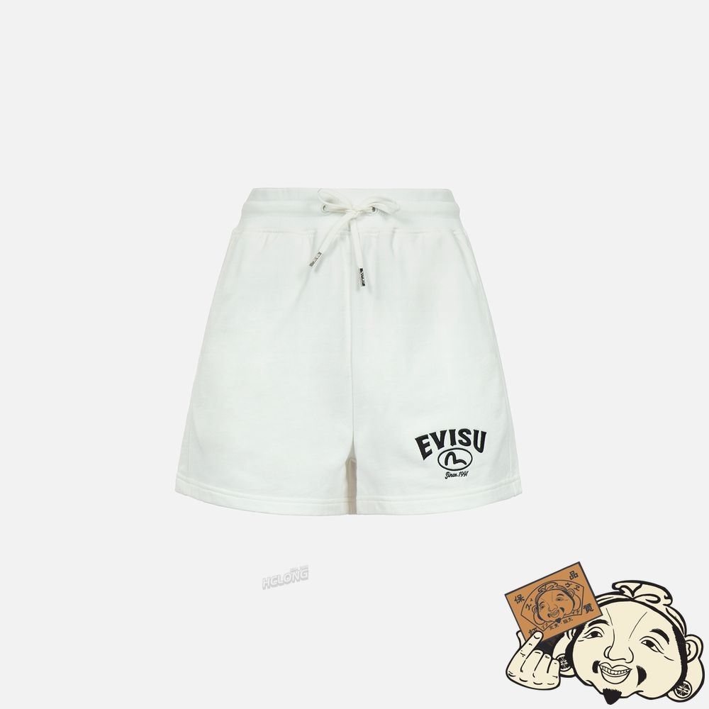 Women Evisu LOGO EMBROIDERY SWEAT SHORTS Blanche | 204NWAUOR