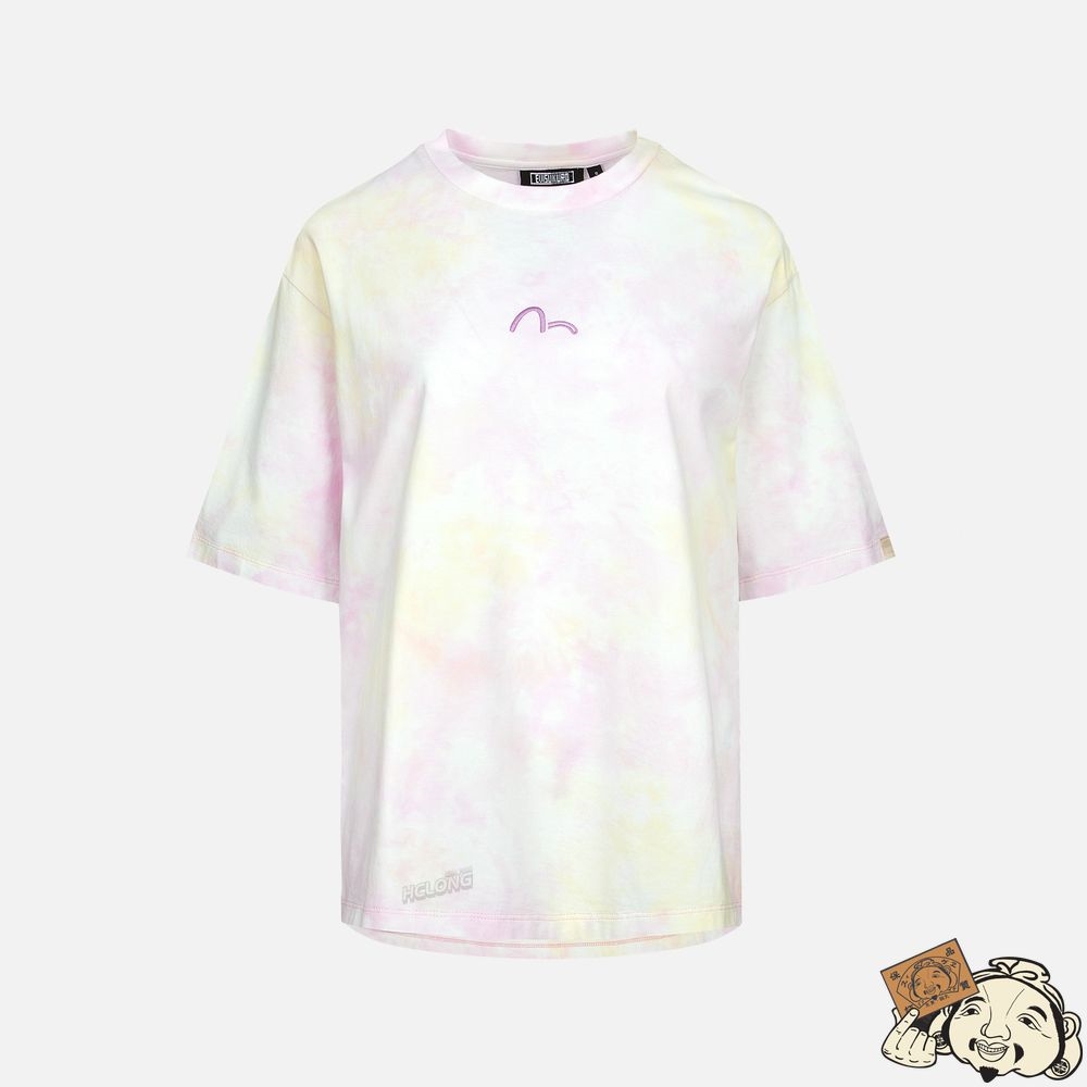 Women Evisu LOGO PRINT DYE T-SHIRT Rose | 532IGYUFN