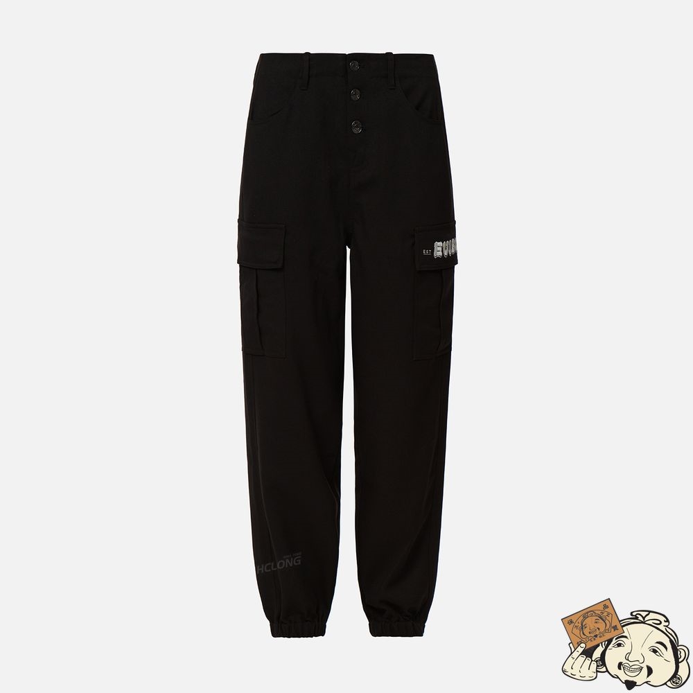 Women Evisu Logo Embroidery Twill Joggers Noir | 317KPQJXW